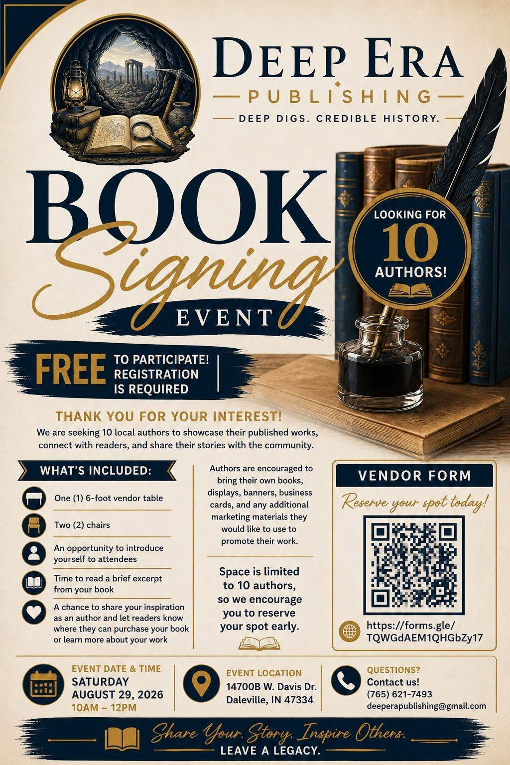 Deep Era Publishing Book Signing Daleville IN